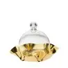 Designer Golden Plated Stainless Steel Fiori Small Cake Plate