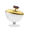 Designer Golden Plated Stainless Steel Dessert Bowl with Amethyst Stone