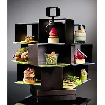 My Glass Studio Tea Stand, Black - Set of 2 - 27.0 x 24.0 x 41 cm