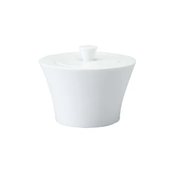 Narumi Flat Rim Collection White Sugar Bowl With Cover 250cc - Set of 12