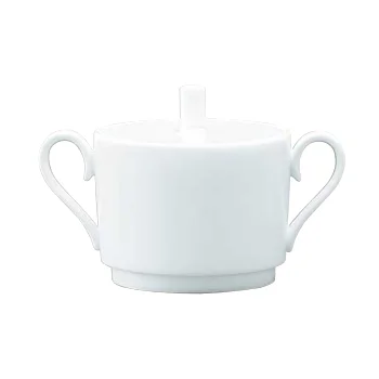 Narumi Flat Rim Collection White Sugar Bowl With Cover 250cc - Set of 12