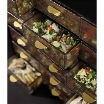 My Glass Studio Bento Box, Gold - Set of 2 - 43.5 x 14.0 x 19 cm