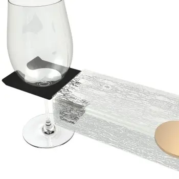 My Glass Studio Wine Holder Plate, White - Set of 8 - 36.0 x 9.0 x 4 cm