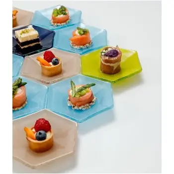 My Glass Studio Tasting Plate, Red - Set of 24 - Dia: 12 cm, H: 2 cm