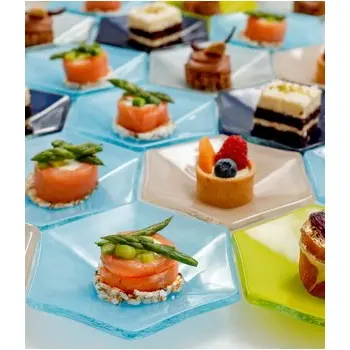 My Glass Studio Tasting Plate, Tan - Set of 24 - Dia: 12 cm, H: 2 cm