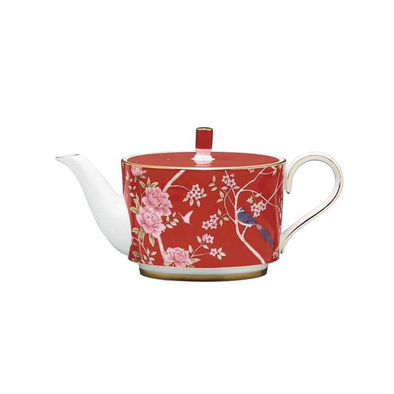 Narumi Flat Rim Collection Queen's Garden Red Tea Pot With Cover 900cc - Set of 6 Narumi Flat Rim Collection Queen's Garden Red Tea Pot With Cover 900cc - Set of 6