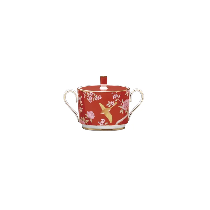 Narumi Flat Rim Collection Queen's Garden Red Sugar Bowl With Cover 250cc - Set of 12 Narumi Flat Rim Collection Queen's Garden Red Sugar Bowl With Cover 250cc - Set of 12