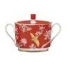 Narumi Flat Rim Collection Queen's Garden Red Sugar Bowl With Cover 250cc - Set of 12