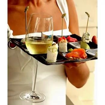 My Glass Studio Wine Holder Plate, Black - Set of 10 - 22.5 x 22.5 x 1.8 cm
