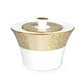 Narumi Flat Rim Collection Gold Dust Sugar Bowl With Cover 250cc - Set of 12
