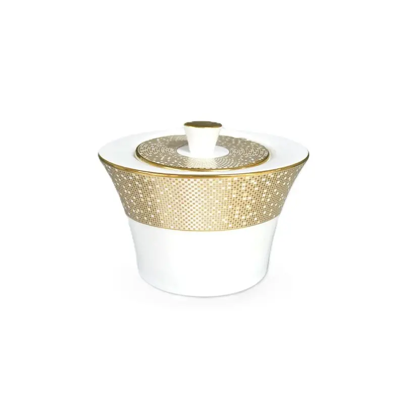 Narumi Flat Rim Collection Gold Dust Sugar Bowl With Cover 250cc - Set of 12 Narumi Flat Rim Collection Gold Dust Sugar Bowl With Cover 250cc - Set of 12