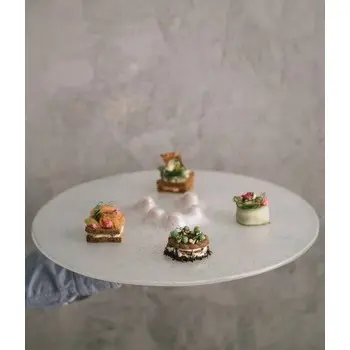 My Glass Studio Canape Tray, White - Set of 6 - Dia: 42 cm, H: 4 cm
