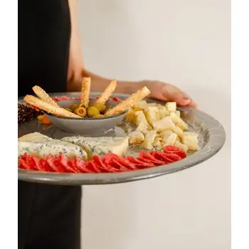 My Glass Studio Appetizer Server, Black - Set of 6 - Dia: 39 cm, H: 4 cm