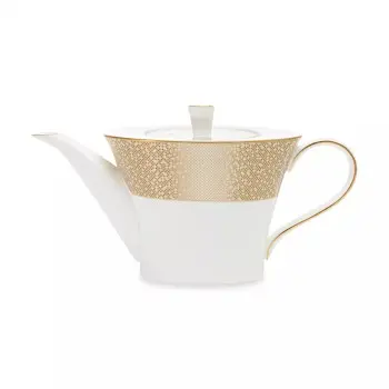 Narumi Flat Rim Collection Gold Dust Tea Pot With Cover 950cc - Set of 6