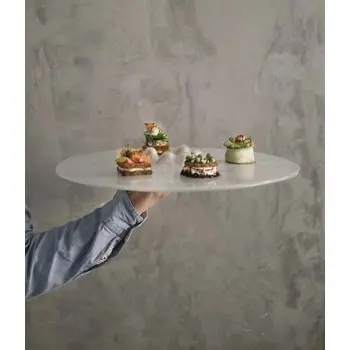 My Glass Studio Canape Tray, Grey - Set of 6 - Dia: 42 cm, H: 4 cm
