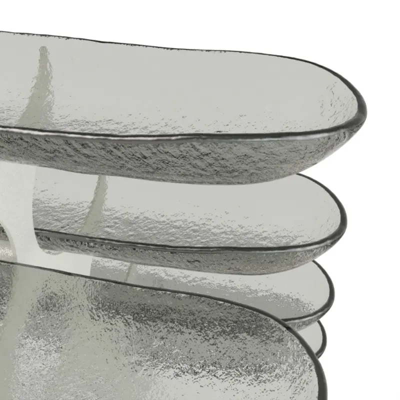 My Glass Studio Serving Bowl & Stand, Grey - Set of 2 - 65.0 x 48.0 x 47 cm