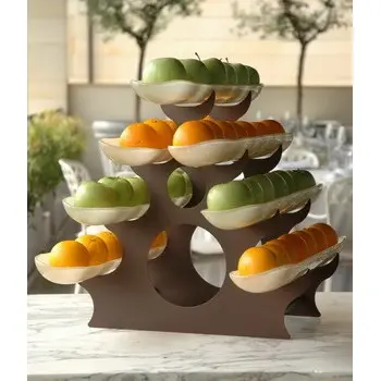 My Glass Studio Serving Bowl & Stand, Grey - Set of 2 - 65.0 x 48.0 x 47 cm