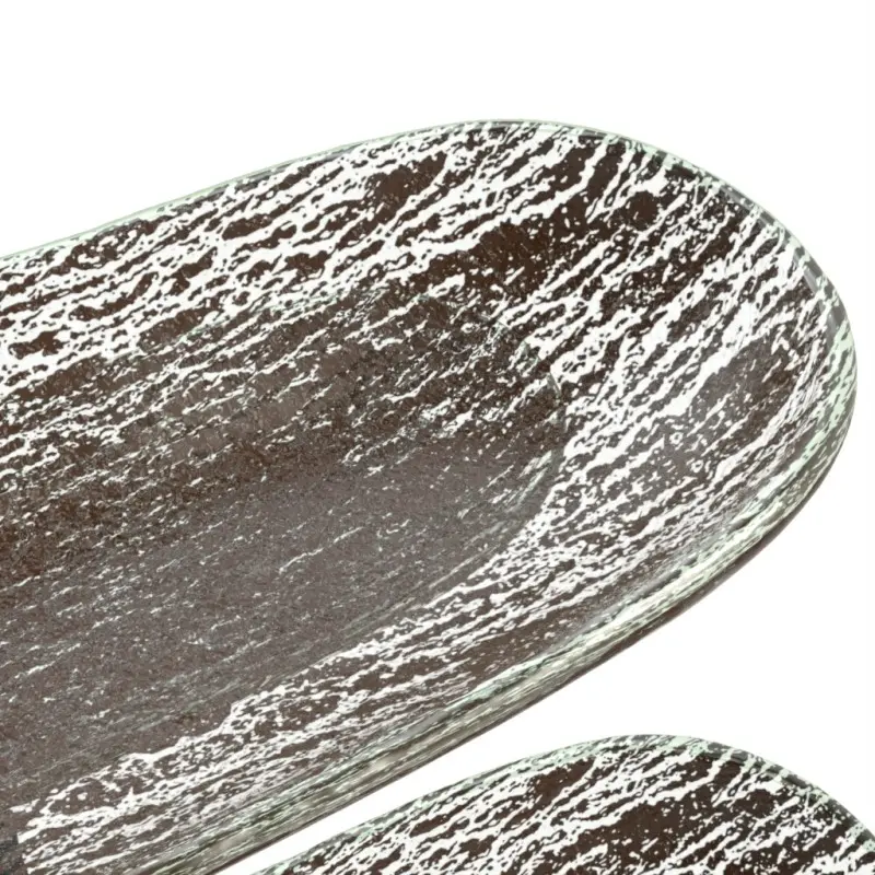My Glass Studio Serving Bowl & Stand, Brown - Set of 2 - 65.0 x 48.0 x 47 cm
