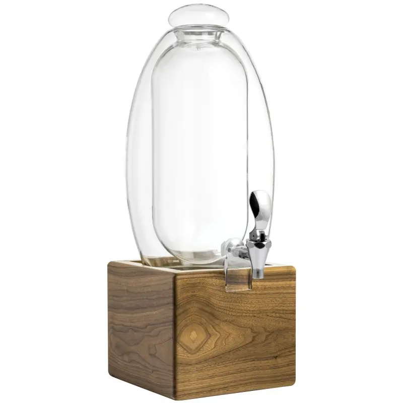 Broggi Aqva Collection Beverage Dispenser Aqva With Walnut Wood Base H 63 cm