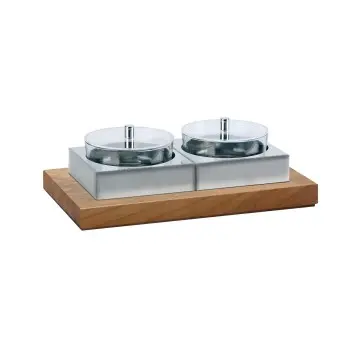 Broggi Collection Walnut Wood Thermal Double Yogurt Set. Walnut Wood 21.5 x 38.5 cm