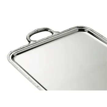 Broggi Rubans Collection Silver Plated Rectangular Tray Rubans With Handles 55 x 41 cm