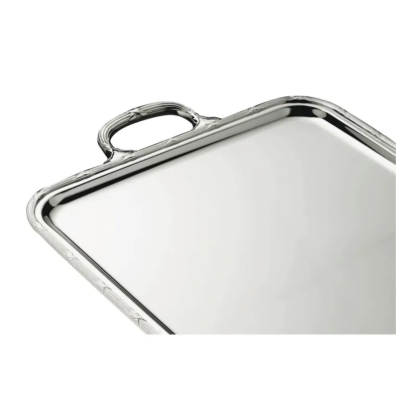 Broggi Rubans Collection Silver Plated Rectangular Tray Rubans With Handles 55 x 41 cm