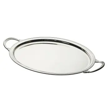 Broggi Collection Silver Plated Oval Tray English Edge 39 x 29 cm