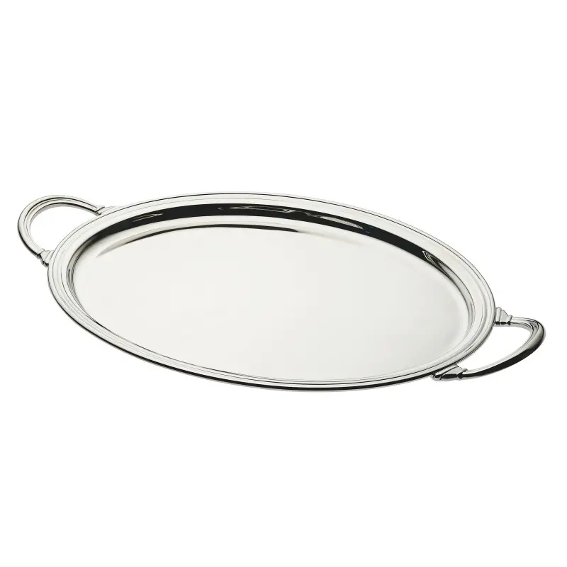 Broggi Collection Silver Plated Oval Tray English Edge 39 x 29 cm