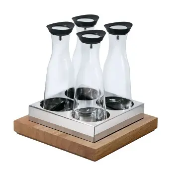 Broggi Collection Walnut Wood Thermal Pitcher. 4-Pc Set. Walnut Wood 28 x 28 cm H.9 cm