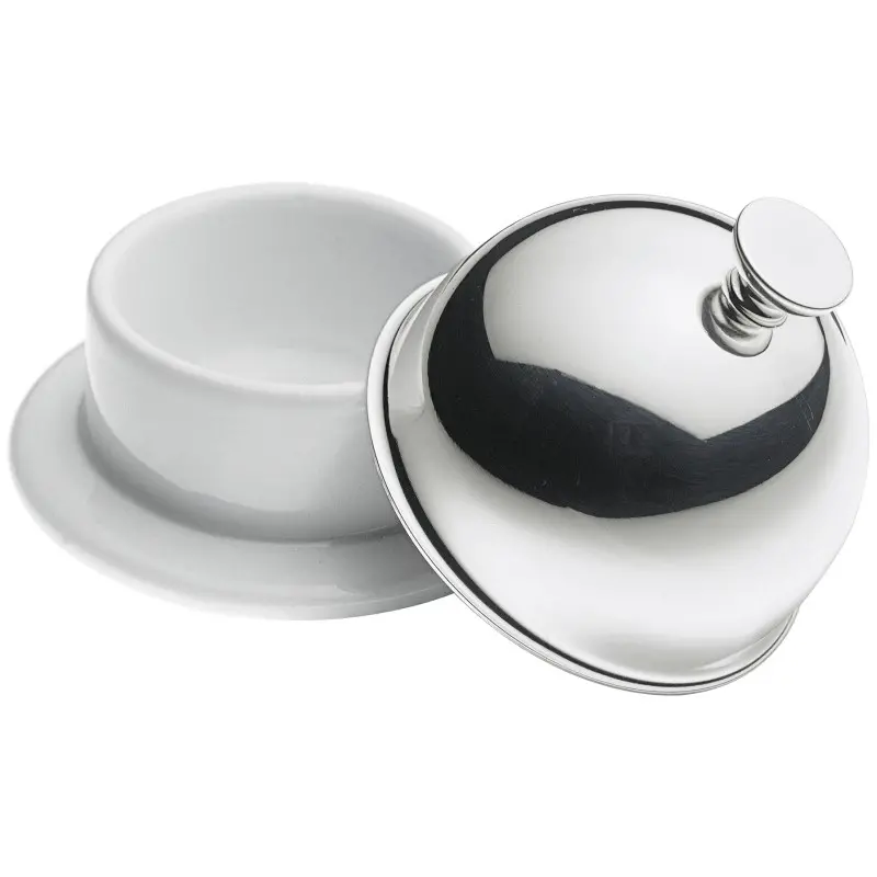 Broggi Collection Stainless Steel Butter Dish With Cover Porcelain Ø 7 cm