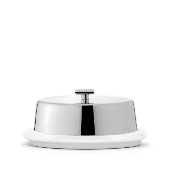 Broggi Zeta Collection Stainless Steel Butter Dish Zeta Porcelain With Cover Ø 10.5 cm H.7.6 cm