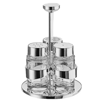 Broggi Iseo Collection Stainless Steel Salt/Pepper/Toothpick Holder Set Iseo L.10 cm H.13 cm