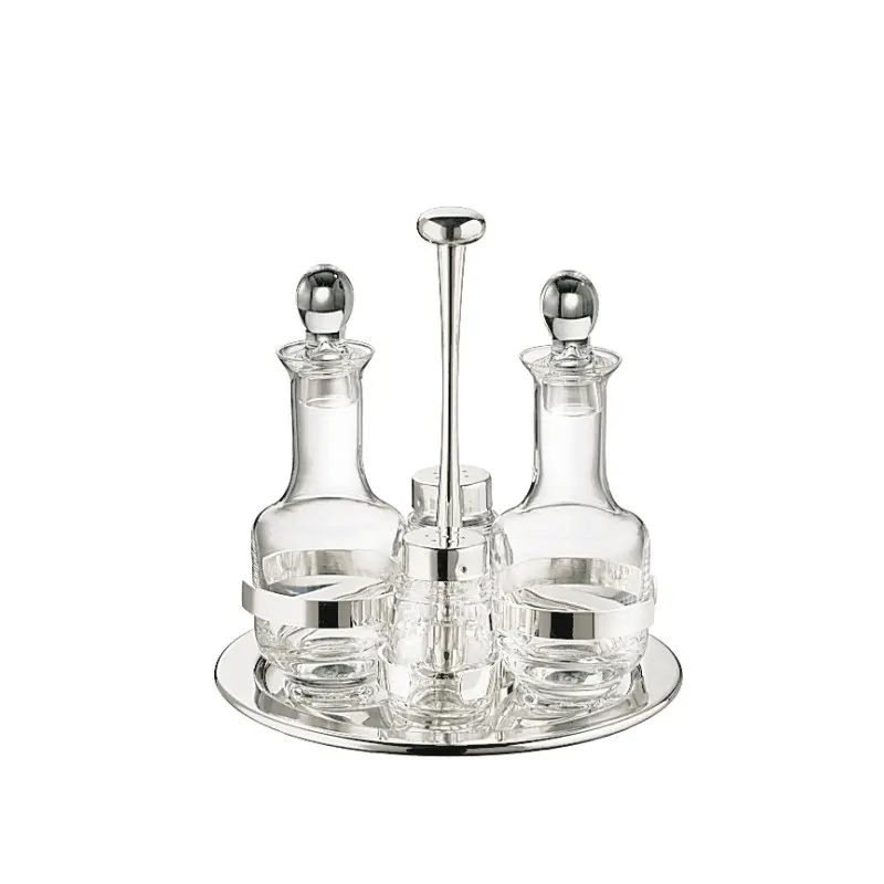 Broggi Collection Silver Plated Oli & Vinegar Cruet Luna 4-Pc Ø 20 cm