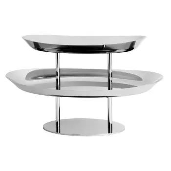 Broggi Essenza Collection Stainless Steel Fruit/Seafood Stand Essenza. 2-Tier 19 x 33 cm E 24 x 42 cm H.30 cm