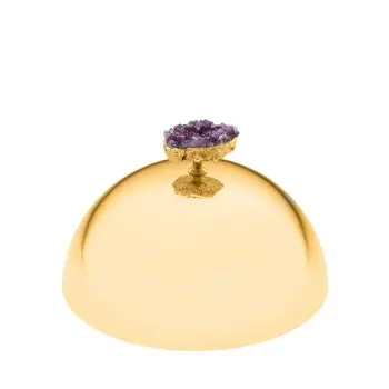 Designer Golden Plated Stainless Steel Cloche with Amethyst Stone