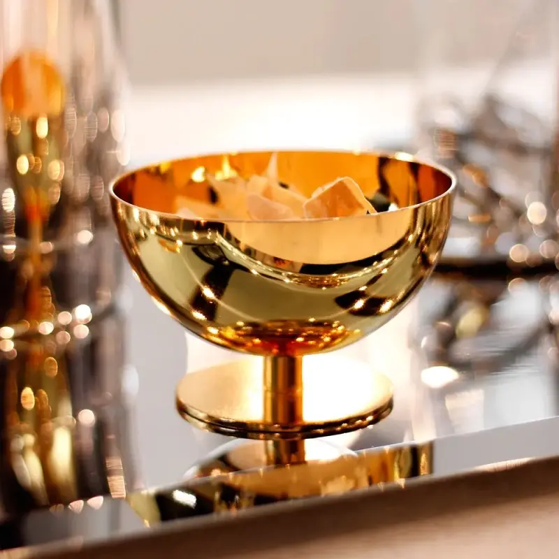 Designer Golden Plated Stainless Steel Leona Dessert Bowl with Spoon 250 mL