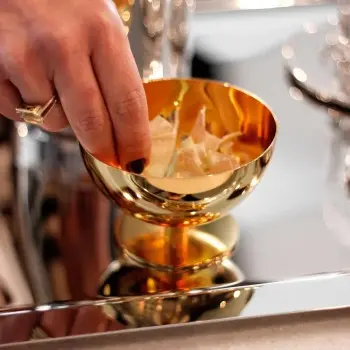 Designer Golden Plated Stainless Steel Leona Dessert Bowl with Spoon 250 mL