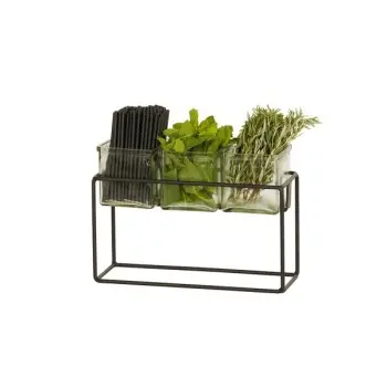Cal-Mil Black 3 Jar Holder - 9" H