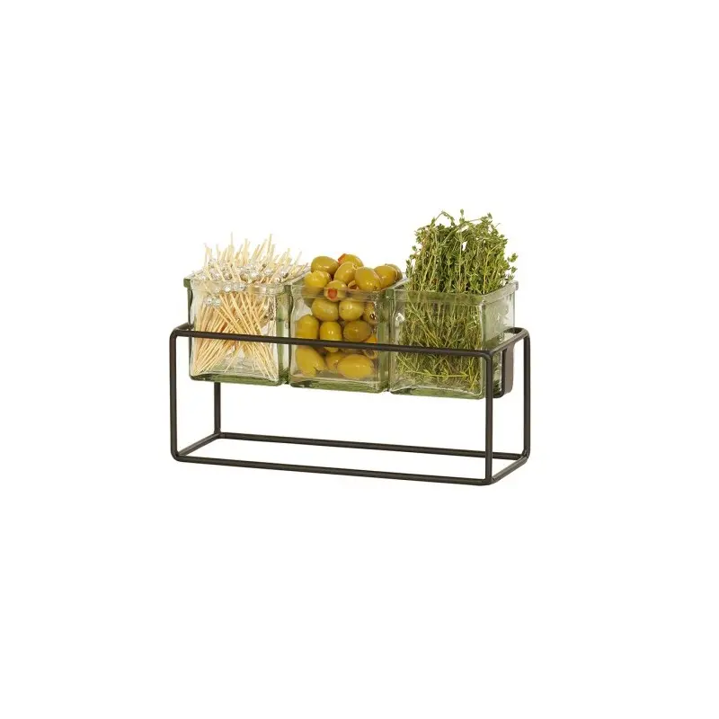 Cal-Mil Black 3 Jar Holder - 6" H