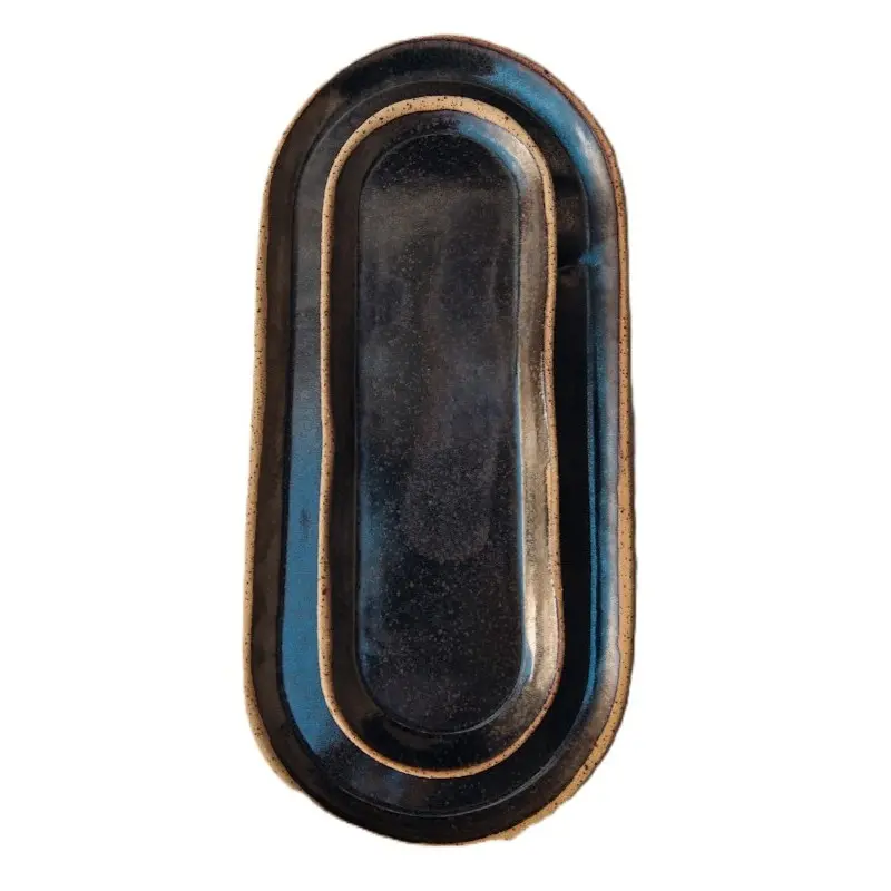 Out of the Blue Lava Platter Small - Length: 10.6" Width: 2.7"