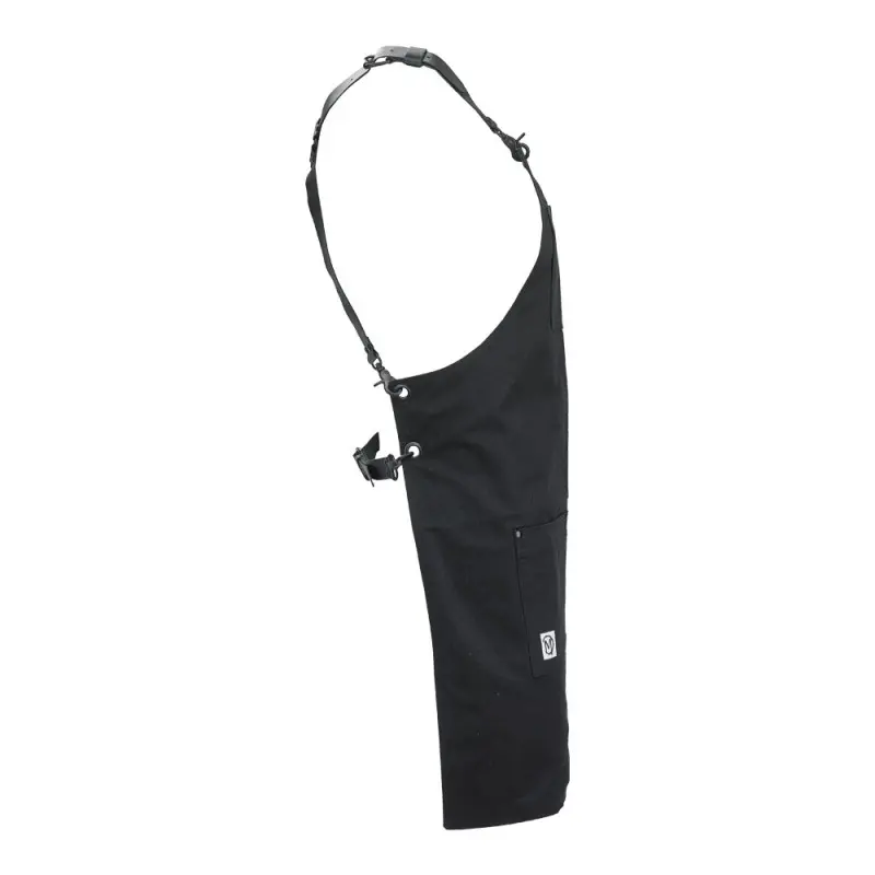 Mercer Culinary Renegade Bib Apron - Black Canvas with Black Leather Straps Mercer Culinary Renegade Bib Apron - Black Canvas with Black Leather Straps