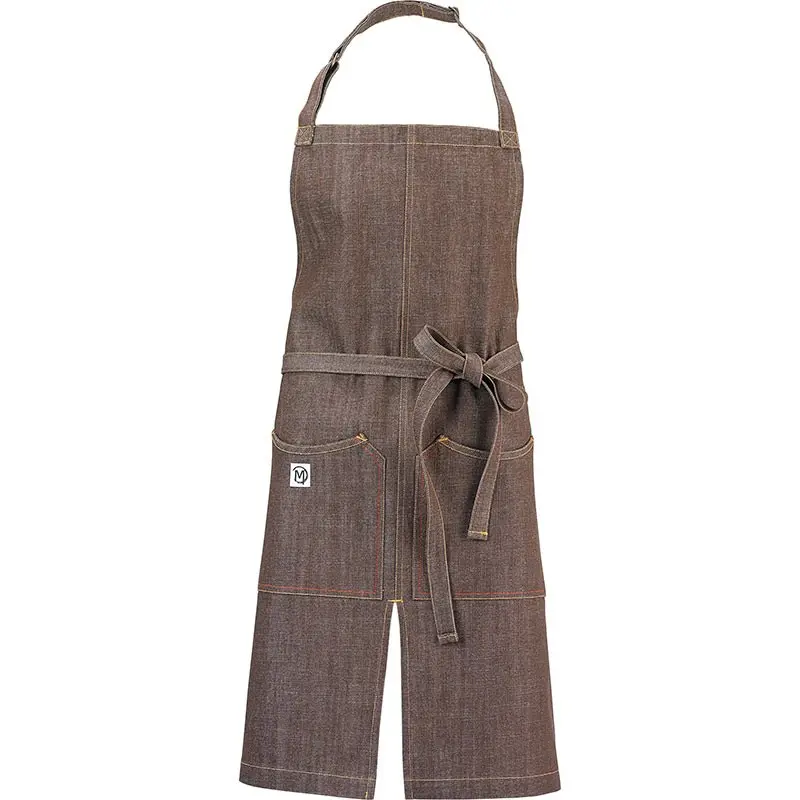 Mercer Culinary Zephyr Bib Apron - Brown Denim