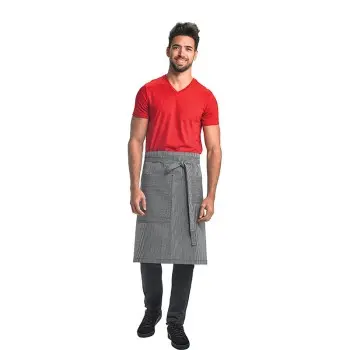 Mercer Culinary Rogue Mid - Bistro Apron - Navy/White Railroad Stripe