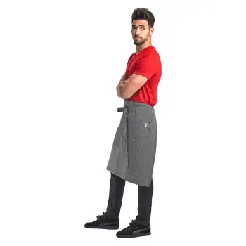 Mercer Culinary Rogue Mid - Bistro Apron - Navy/White Railroad Stripe