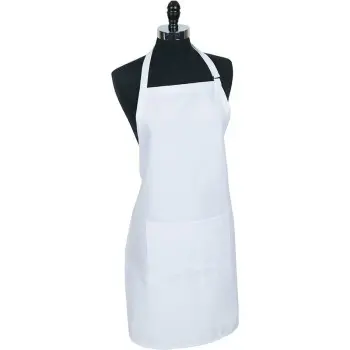Mercer Culinary Bib Apron with Pocket - White - 33" x 23" -