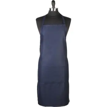 Mercer Culinary Bib Apron with Pocket - Navy Blue - 33" x 23" - Set of 12