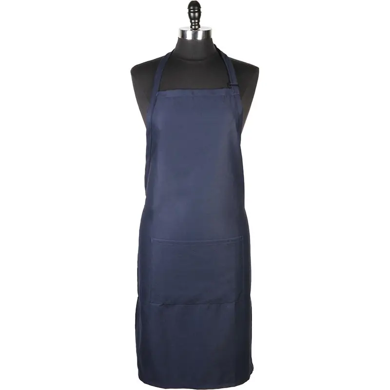 Mercer Culinary Bib Apron with Pocket - Navy Blue - 33" x 23" -