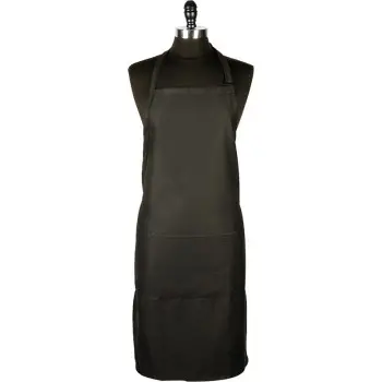 Mercer Culinary Bib Apron with Pocket - Black - 33" x 23" -
