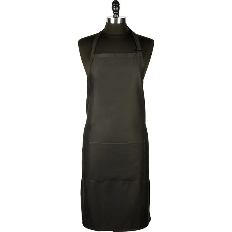 Mercer Culinary Bib Apron with Pocket - Black - 33" x 23" -