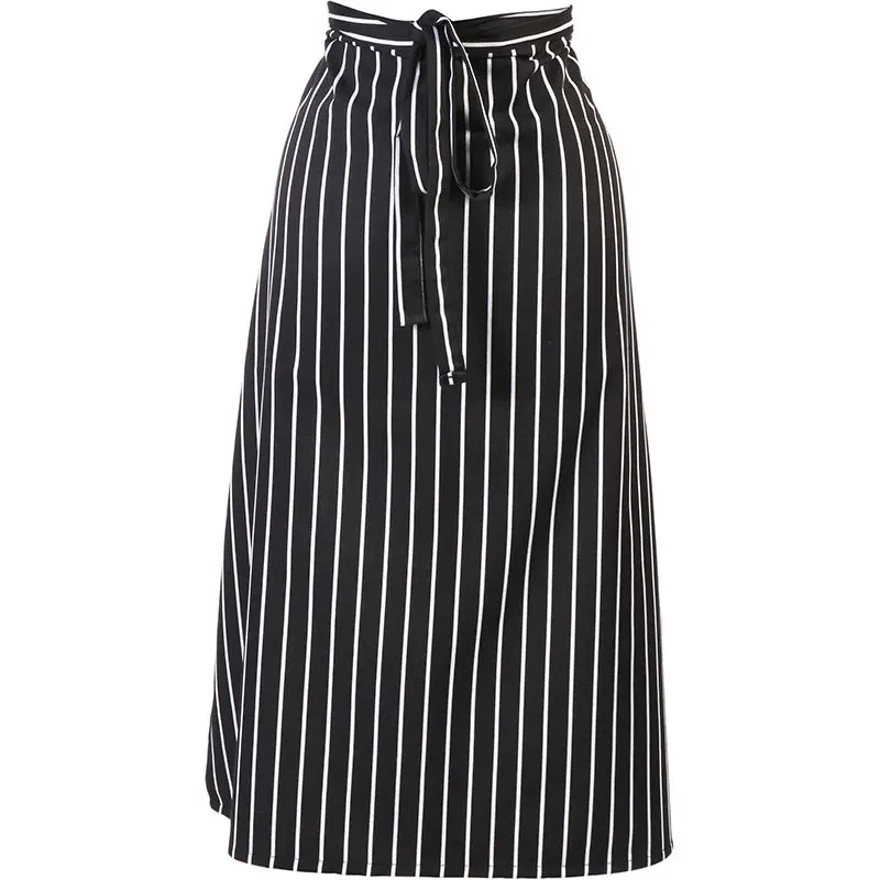 Mercer Culinary 2 - Sided Bistro Apron - Black w/White Chalk Stripe - 33" x 29" -